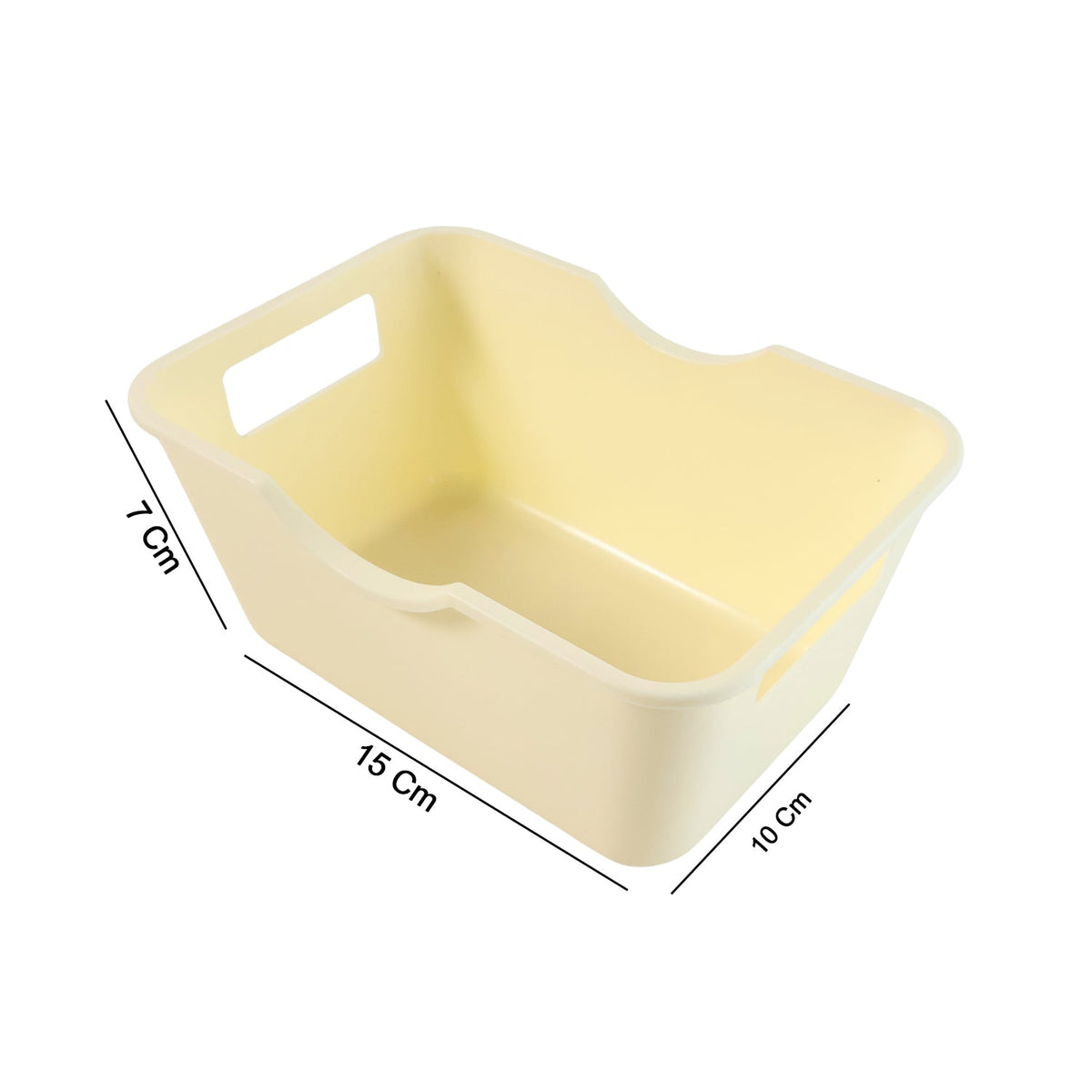 Utility storage basket organizer with smooth edges and side handles