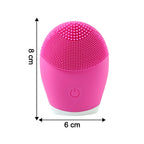 Compact size silicone electric facial cleansing brush with travel-friendly design