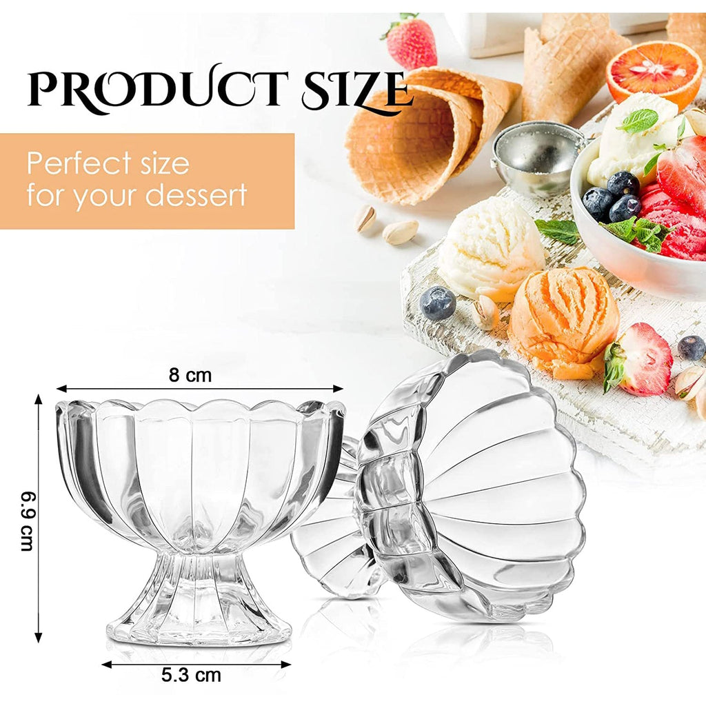 Serving Dessert Bowl Set - 6pcs Ice Cream, Salad, and Fruit Bowls (Brown Box)