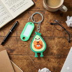 Colorful cartoon character keychain with metal ring and ID tag for daily carry