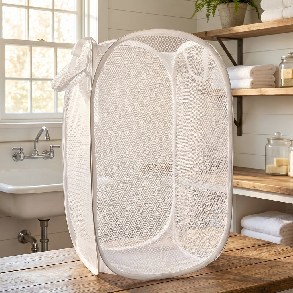 Foldable, durable laundry storage bag for home or travel
