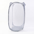 Foldable fabric laundry hamper with ventilated mesh design