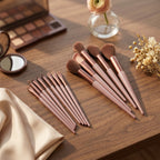 Makeup brushes on white background