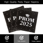 Party napkins displayed showing soft 3-ply disposable paper design