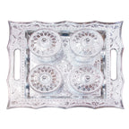 Lifestyle shot of the stylish 4-section snack storage tray with lids.