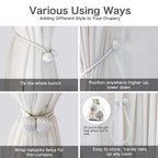Magnetic curtain tieback securing a sheer white curtain with ease.
