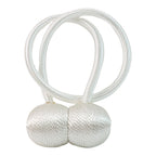 Two magnetic curtain tiebacks displayed, highlighting their flexible rope design.