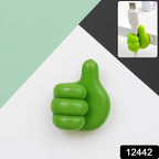 Close-up of flexible green hand-shaped clip holding a cable firmly