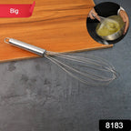 Heavy-duty 30cm stainless steel balloon whisk for batter mixing and whipping eggs
