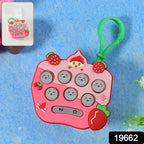 Close-up of fun popper bubbles on the strawberry keychain toy